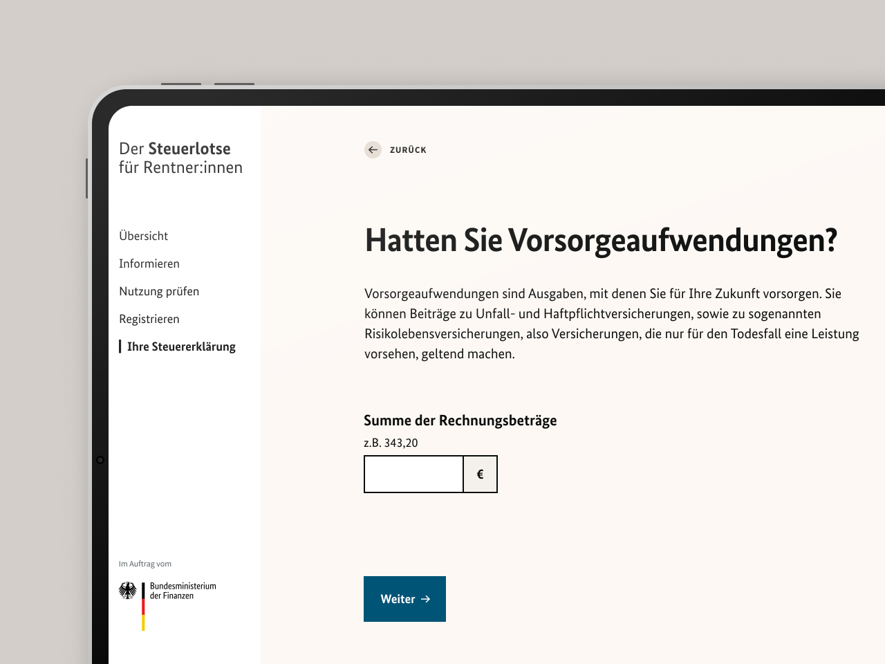 Mockup von Steuerlotse Online auf Bildschirm